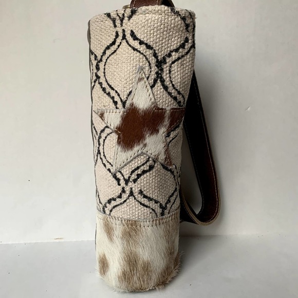 Clea Ray Other - Clea Ray Wine Bottle Carrier Holder Giftbag, Recycled Fabric, Canvas, Fur Star